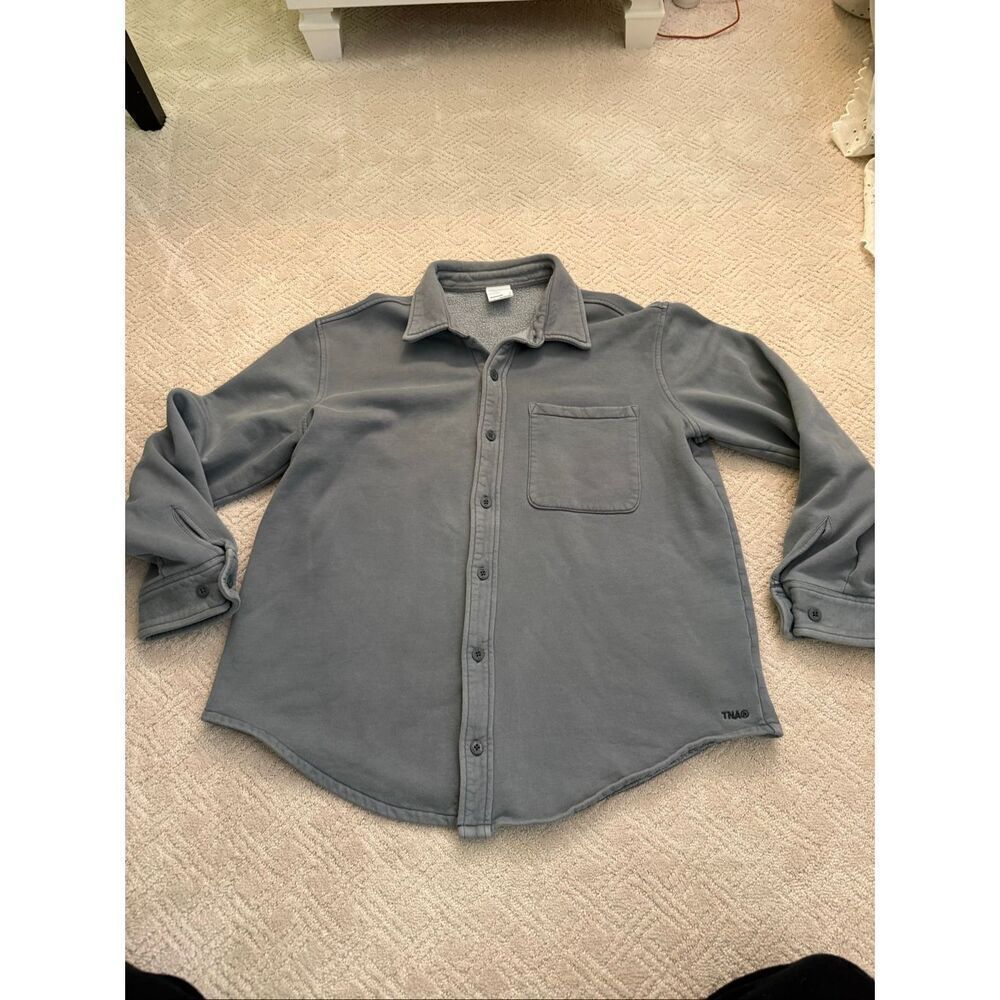 Aritzia TNA Sweatfleece Cozy Fleece Boyfriend Fit Button-Up